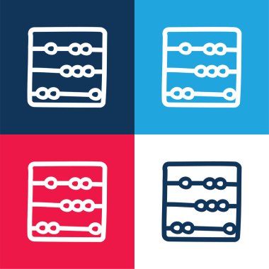 Abaküs El Çizim Aracı Mavi ve kırmızı en küçük simge seti