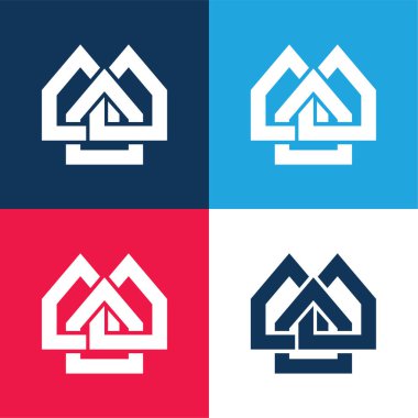 Alliedhomes Logo blue and red four color minimal icon set clipart
