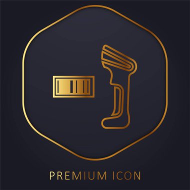 Barcode Scanner golden line premium logo or icon clipart