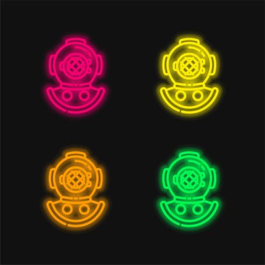 Aqualung four color glowing neon vector icon clipart
