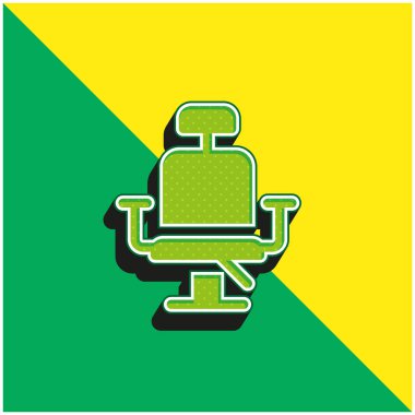 Berber Sandalyesi Yeşil ve Sarı 3D vektör simgesi logosu