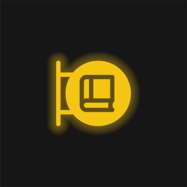 Kitapçı sarı parlak neon simgesi