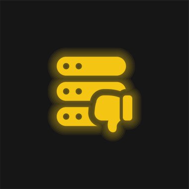 Kötü İnceleme sarı parlayan neon simgesi