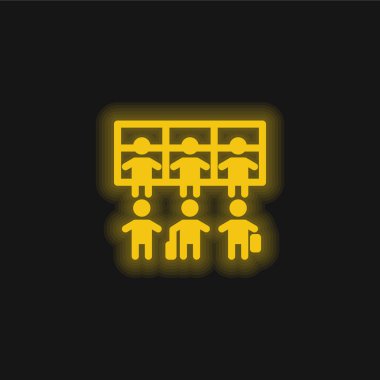 Havaalanı Kuyruğu Sarı parlak neon simgesi