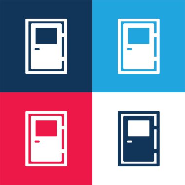 Big Door blue and red four color minimal icon set clipart