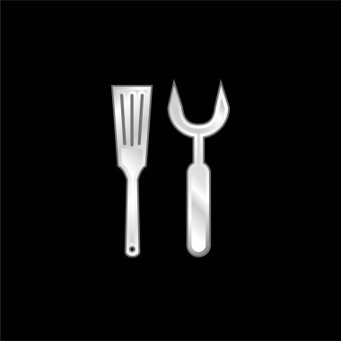 Barbacue Utensils gümüş kaplama metalik simge