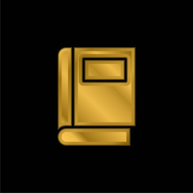 Kitap altın kaplamalı metalik simge veya logo vektörü