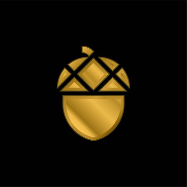 Meşe palamudu altın kaplama metalik simge veya logo vektörü