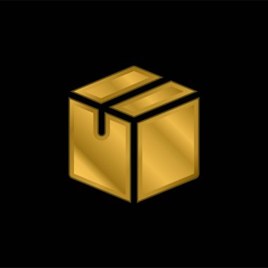 Kutu altın kaplama metalik simge veya logo vektörü