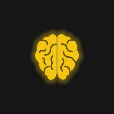 Beyin sarısı parlak neon simgesi