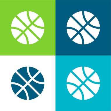 Basketbol Düz 4 renk minimal simge seti