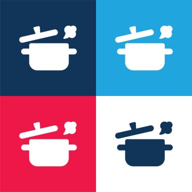 Boling Pot blue and red four color minimal icon set clipart