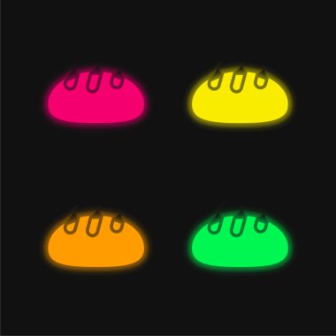 Ekmek dört renk parlayan neon vektör simgesi