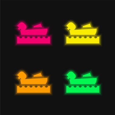 Boating four color glowing neon vector icon clipart
