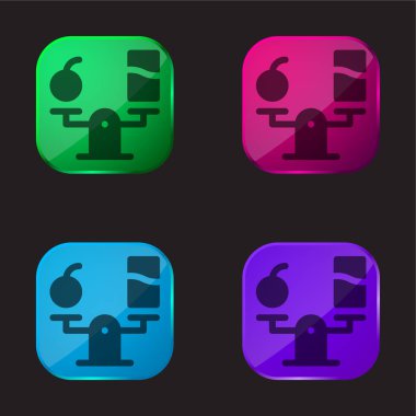 Dengelenmiş Diyet Dört Renkli Cam Simgesi