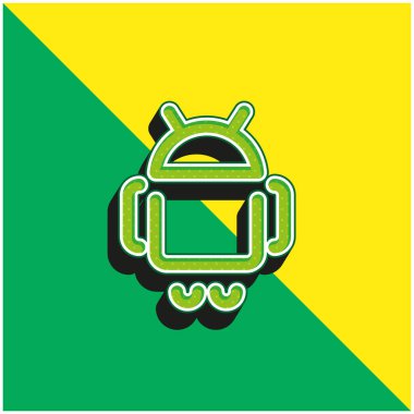 Android Logosu Yeşil ve Sarı 3D vektör simgesi