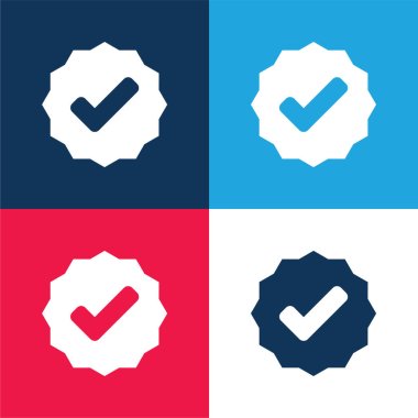 Approved Signal blue and red four color minimal icon set clipart