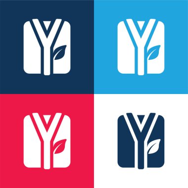 Bornoz mavi ve kırmızı dört renk minimal simge seti