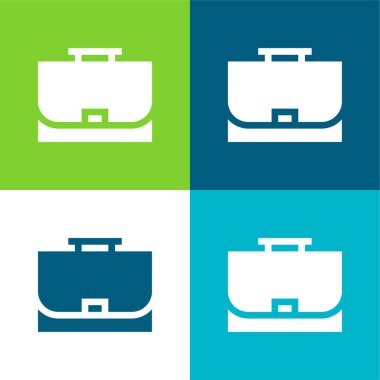 Evrak çantası Düz 4 renk minimal simgesi seti