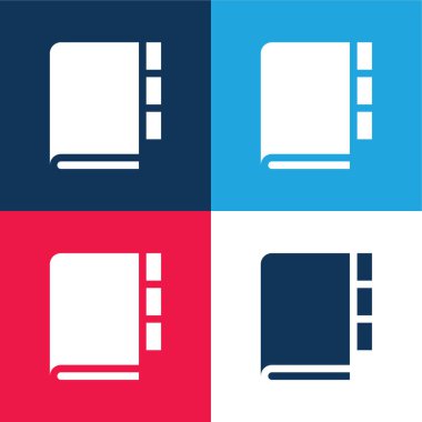 Gündem mavi ve kırmızı dört renk minimal simge kümesi