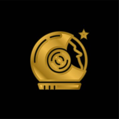 Astronot altın kaplama metalik simge veya logo vektörü