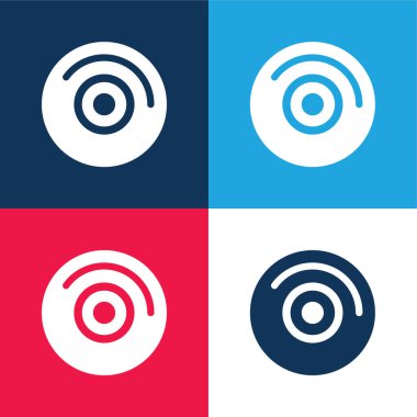 Beyaz Ayrıntılı Ses Diski Mavi ve Kırmızı 4 renk minimal simgesi seti