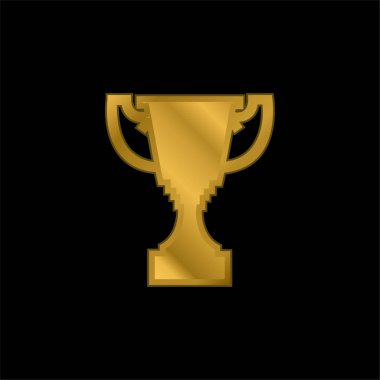 Award Trophy Shape gold plated metalic icon or logo vector clipart