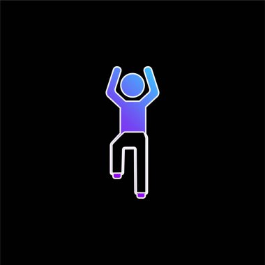 Boy Flexing Arms And One Leg blue gradient vector icon clipart