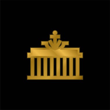 Brandenburg Gate gold plated metalic icon or logo vector clipart