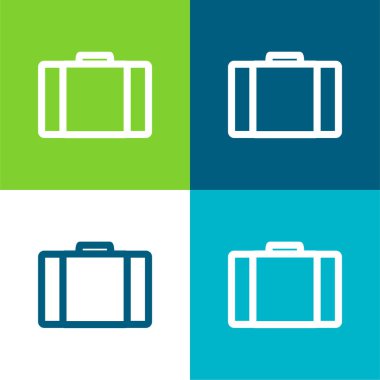 Baggage Outline Flat four color minimal icon set clipart