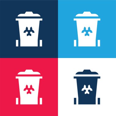 Biomedical Waste blue and red four color minimal icon set clipart