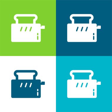 Bread Toaster Flat four color minimal icon set clipart