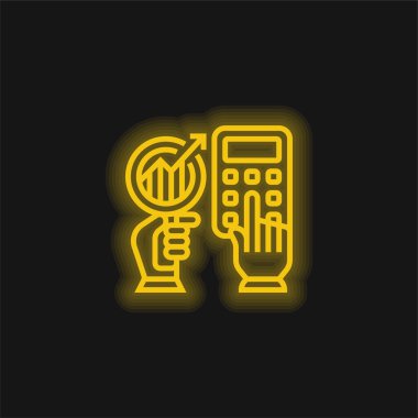 Muhasebe sarı parlak neon simgesi