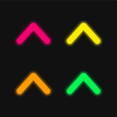 Yükseltici Ok dört renk parlayan neon vektör simgesi