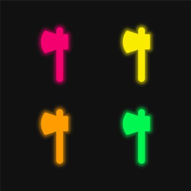 Axe dört renk parlayan neon vektör simgesi