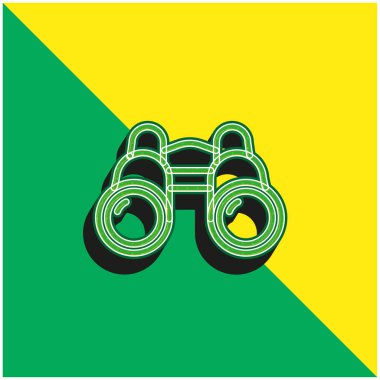 Dürbünler Yeşil ve Sarı Modern 3D vektör simgesi logosu