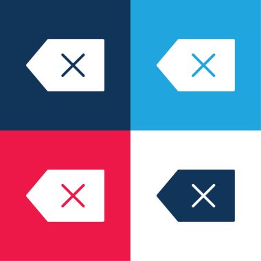 Backspace blue and red four color minimal icon set clipart