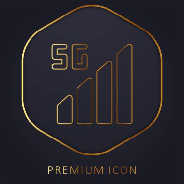 5g altın çizgi prim logosu veya simgesi