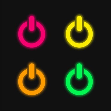Big Power Button four color glowing neon vector icon clipart