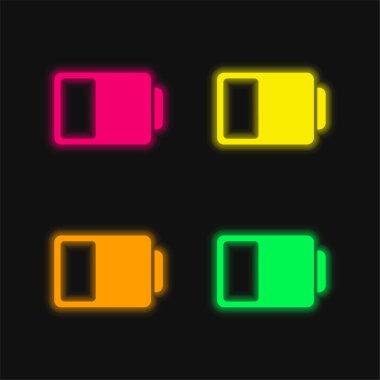 Pil Durumu Sembolü: Parlak neon vektör simgesi