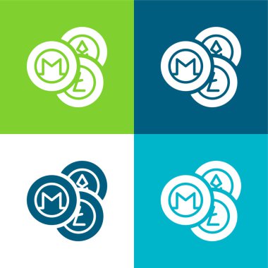 Altcoin Düz 4 renk minimal simge seti
