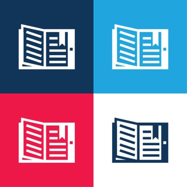 Book blue and red four color minimal icon set clipart