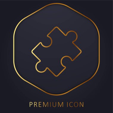 Black Rotated Puzzle Piece golden line premium logo or icon clipart