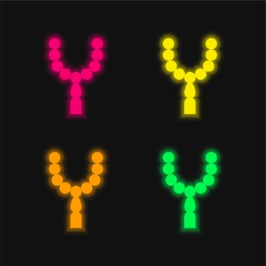 Dört renkli parlak neon vektör simgesi
