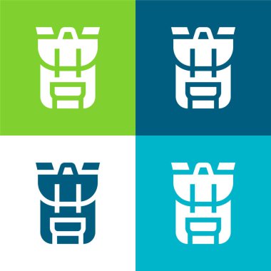 Sırt çantası Düz 4 renk minimal simgesi seti