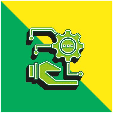 Algoritma Yeşil ve Sarı Modern 3D vektör simgesi logosu