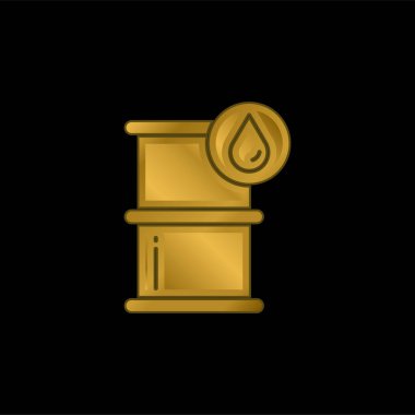 Barrel gold plated metalic icon or logo vector clipart
