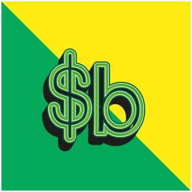 Bolivya Boliviano Para Birimi Sembolü Yeşil ve Sarı Modern 3d vektör simgesi