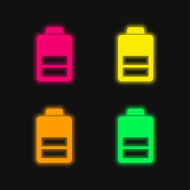 Pil dört renk parlayan neon vektör simgesi