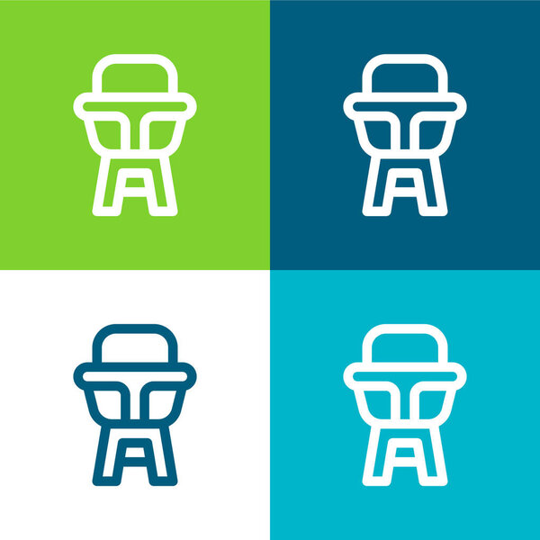 Baby Chair Flat four color minimal icon set